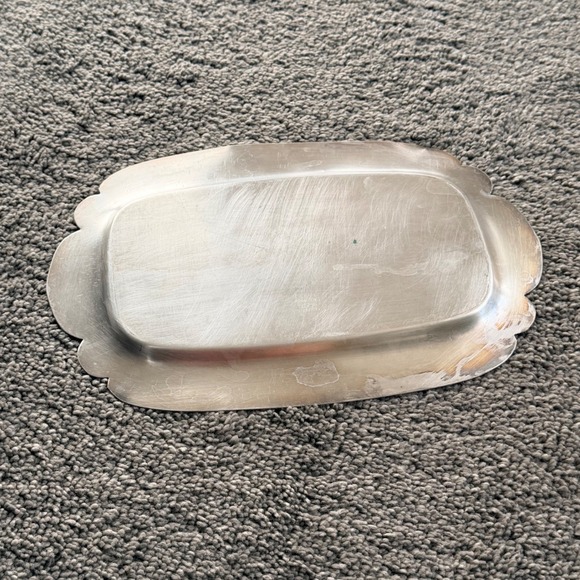 Vintage Coronet Plate Silver Over Copper Scalloped Etched Tray 1655 E.P. Copper - Picture 2 of 4